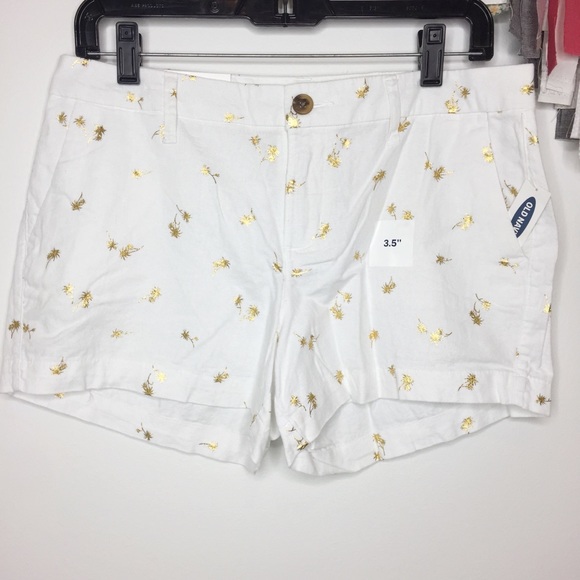 NWT Old Navy Shorts white gold palm trees 6 8 10 - Picture 5 of 5